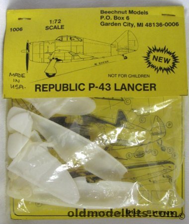 Beechnut 1/72 Republic P-43 Lancer - Bagged, 1006 plastic model kit